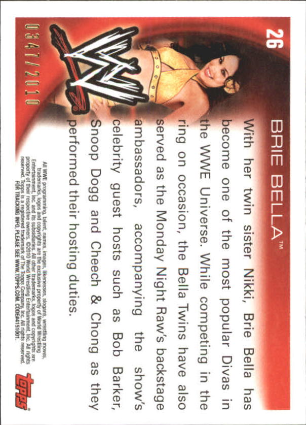 2010 Topps WWE Blue #26 Brie Bella back image