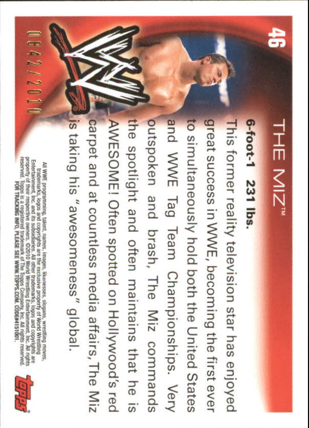2010 Topps WWE Blue #46 The Miz back image