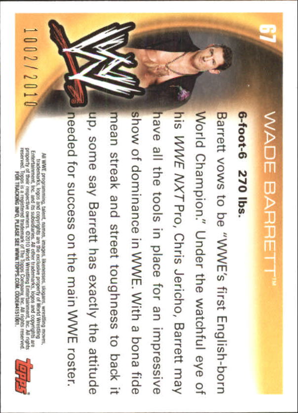 2010 Topps WWE Blue #67 Wade Barrett back image