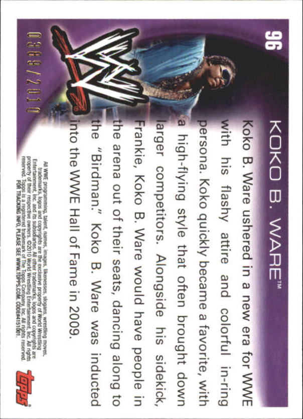 2010 Topps WWE Blue #96 Koko B. Ware back image