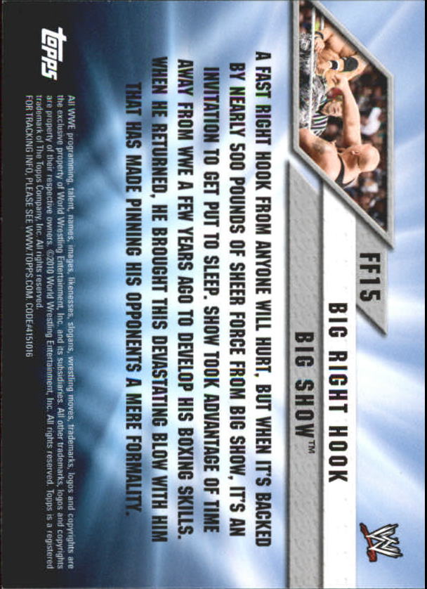 2010 Topps WWE Favorite Finishers #FF15 Big Show back image