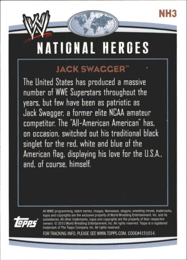 2010 Topps WWE National Heroes #NH3 Jack Swagger back image