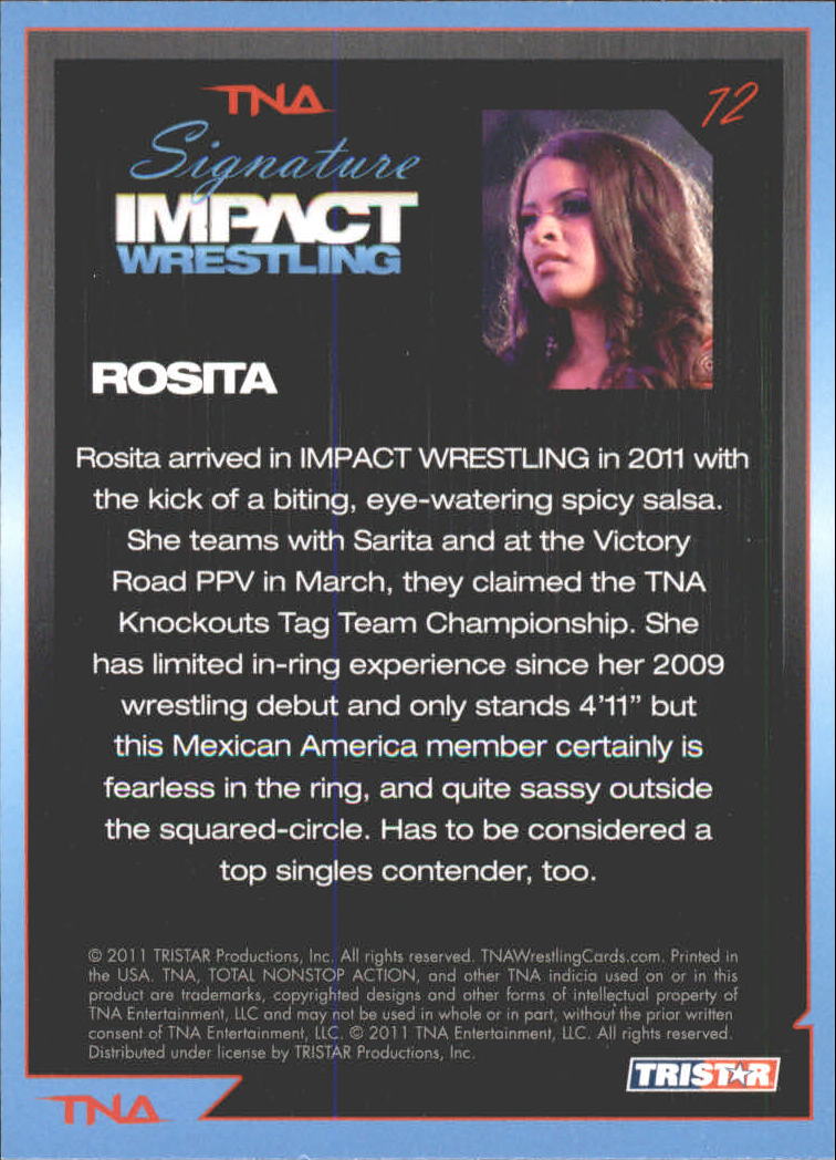 2011 TRISTAR TNA Signature Impact #72 Rosita RC back image