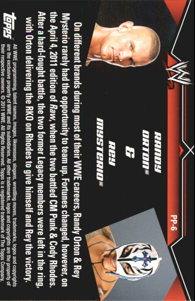 2011 Topps WWE Prestigious Pairings #PP6 Randy Orton & Rey Mysterio back image