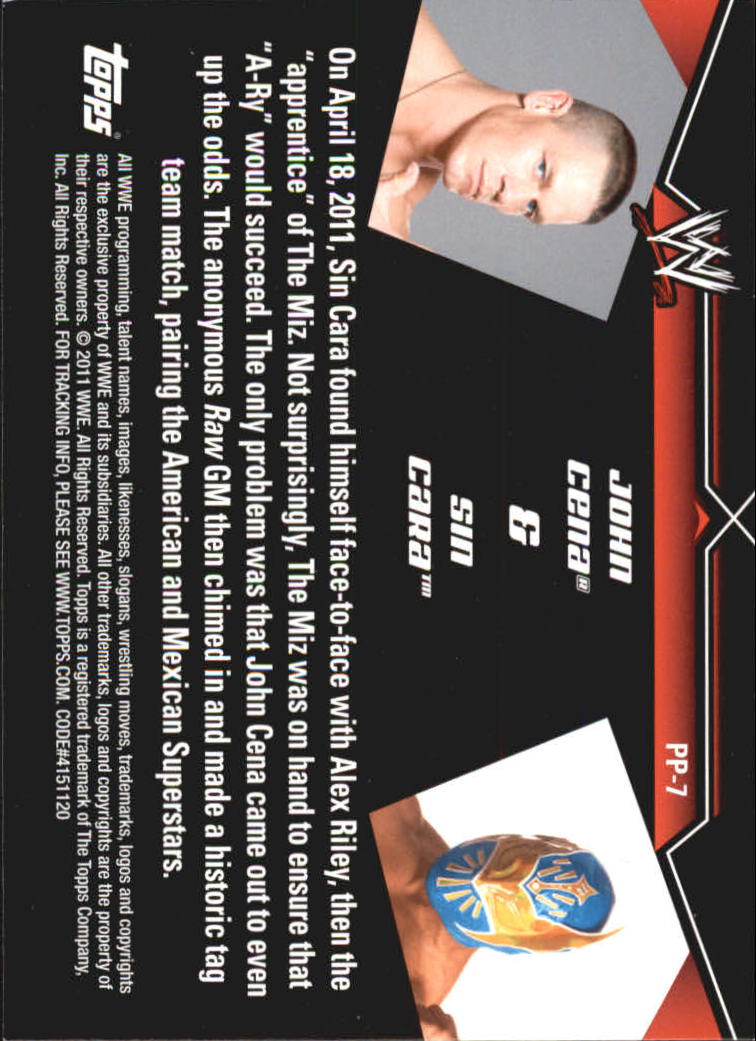 2011 Topps WWE Prestigious Pairings #PP7 John Cena & Sin Cara back image