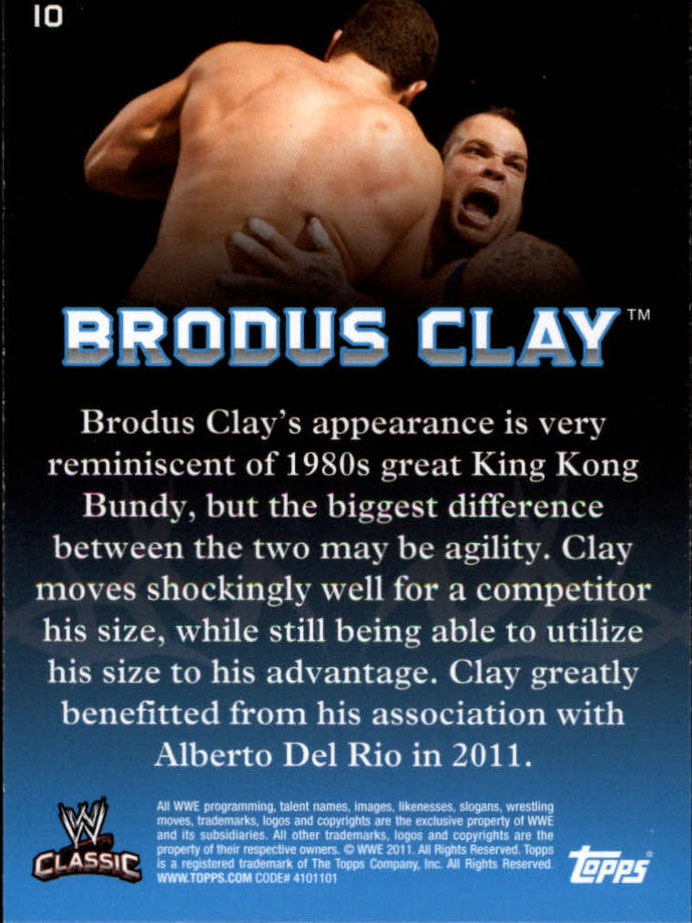 2011 Topps WWE Classic #10 Brodus Clay back image