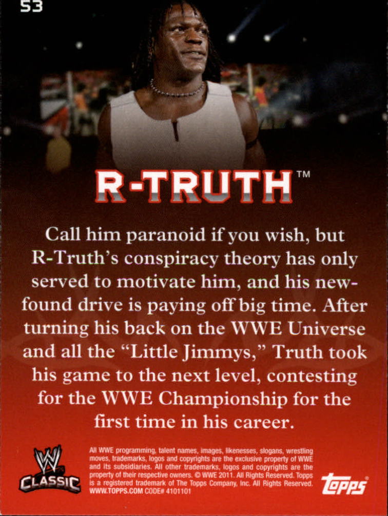 2011 Topps WWE Classic #53 R-Truth back image