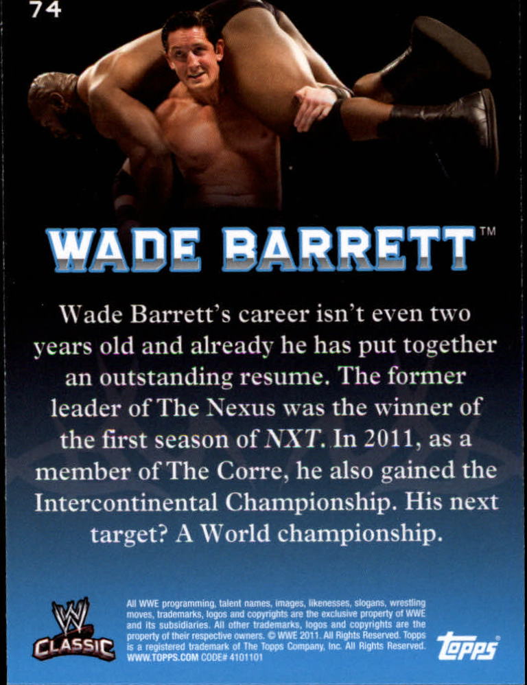 2011 Topps WWE Classic #74 Wade Barrett back image