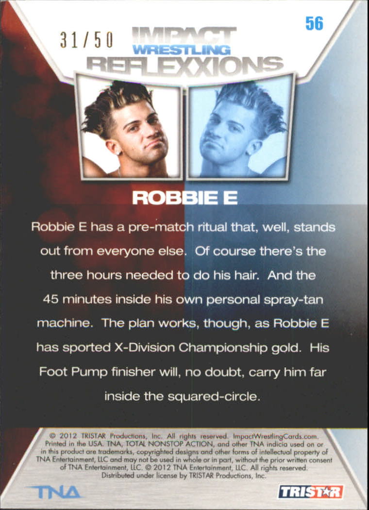2012 TRISTAR TNA Impact Reflexxions Autographs Gold #56 Robbie E back image