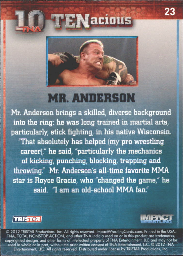 2012 TRISTAR TNA Impact TENacious #23 Mr. Anderson back image