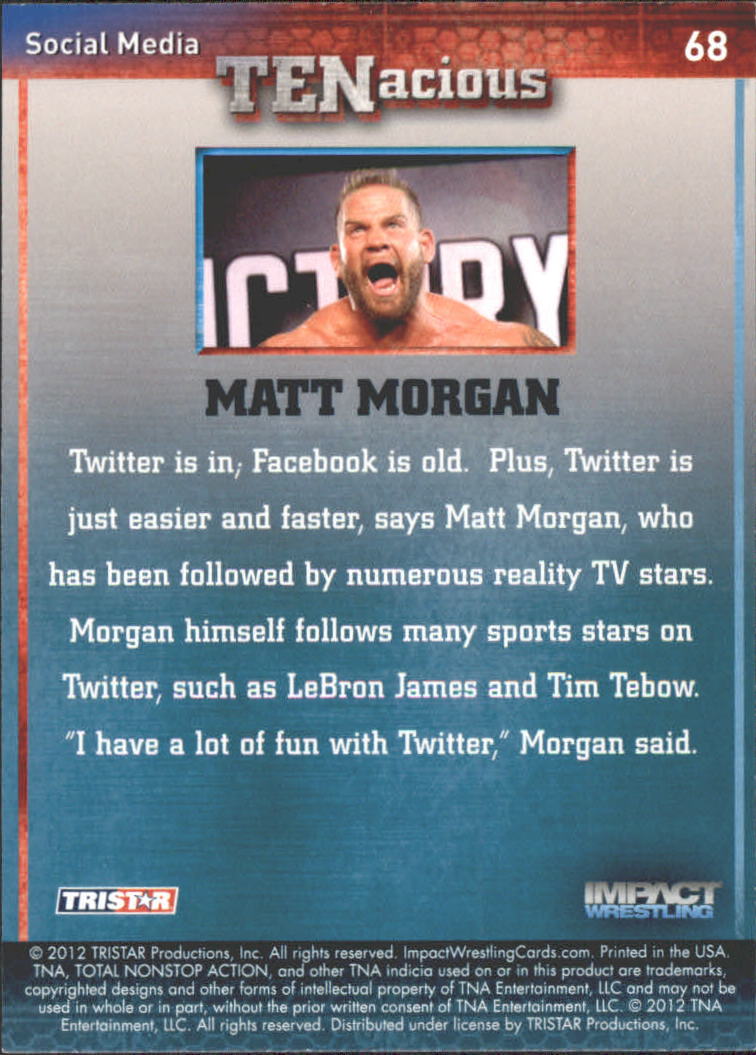 2012 TRISTAR TNA Impact TENacious #68 Matt Morgan back image