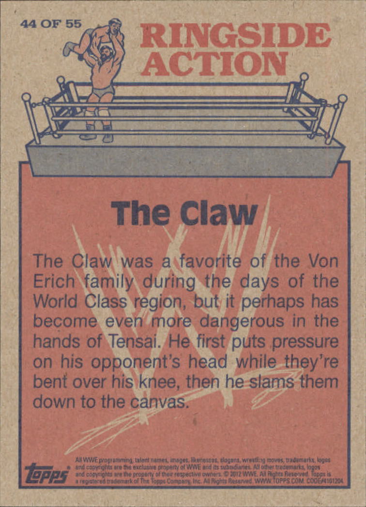 2012 Topps Heritage WWE Ringside Action #44 The Claw/Tensai back image