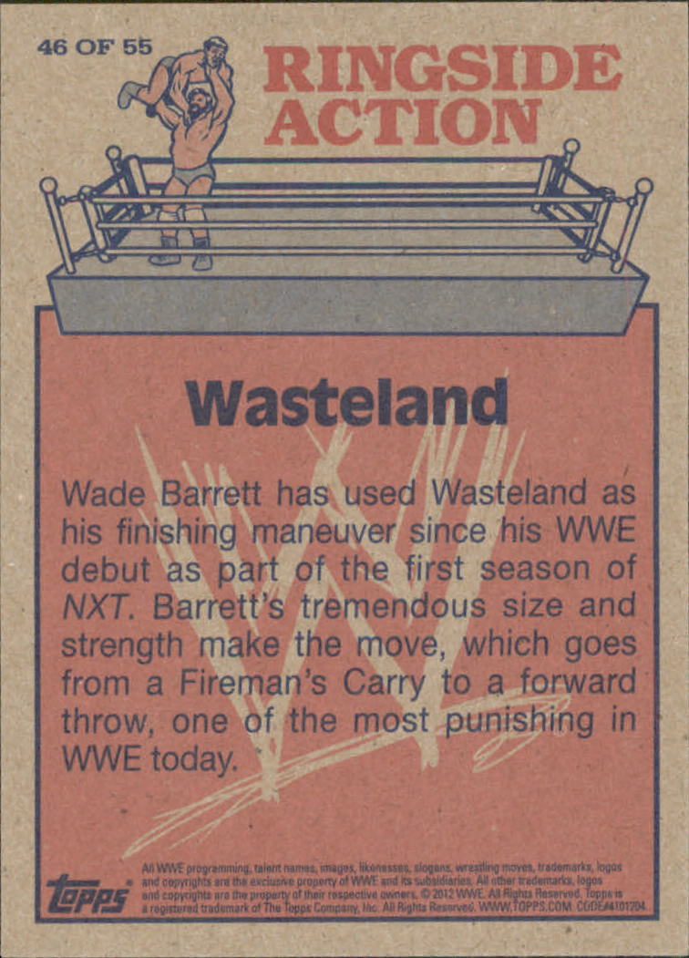 2012 Topps Heritage WWE Ringside Action #46 Wasteland/Wade Barrett back image