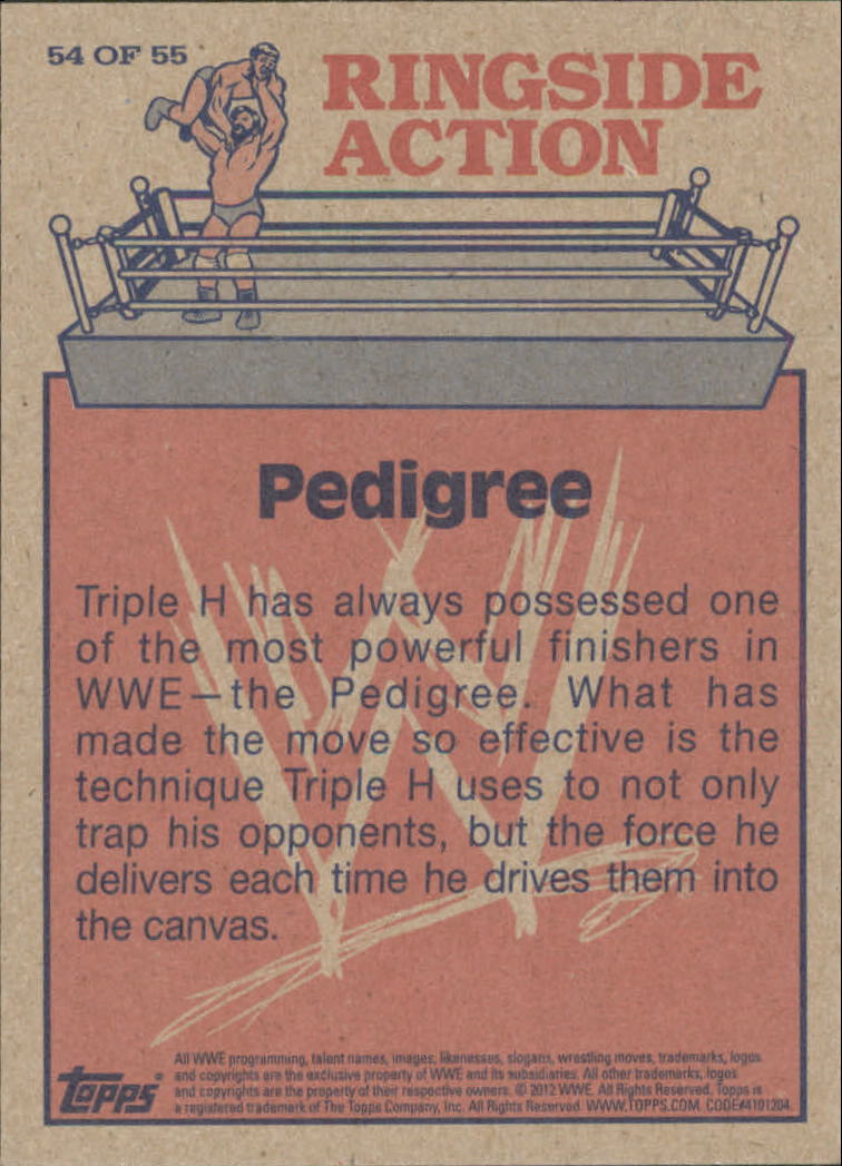 2012 Topps Heritage WWE Ringside Action #54 Pedigree/Triple H back image