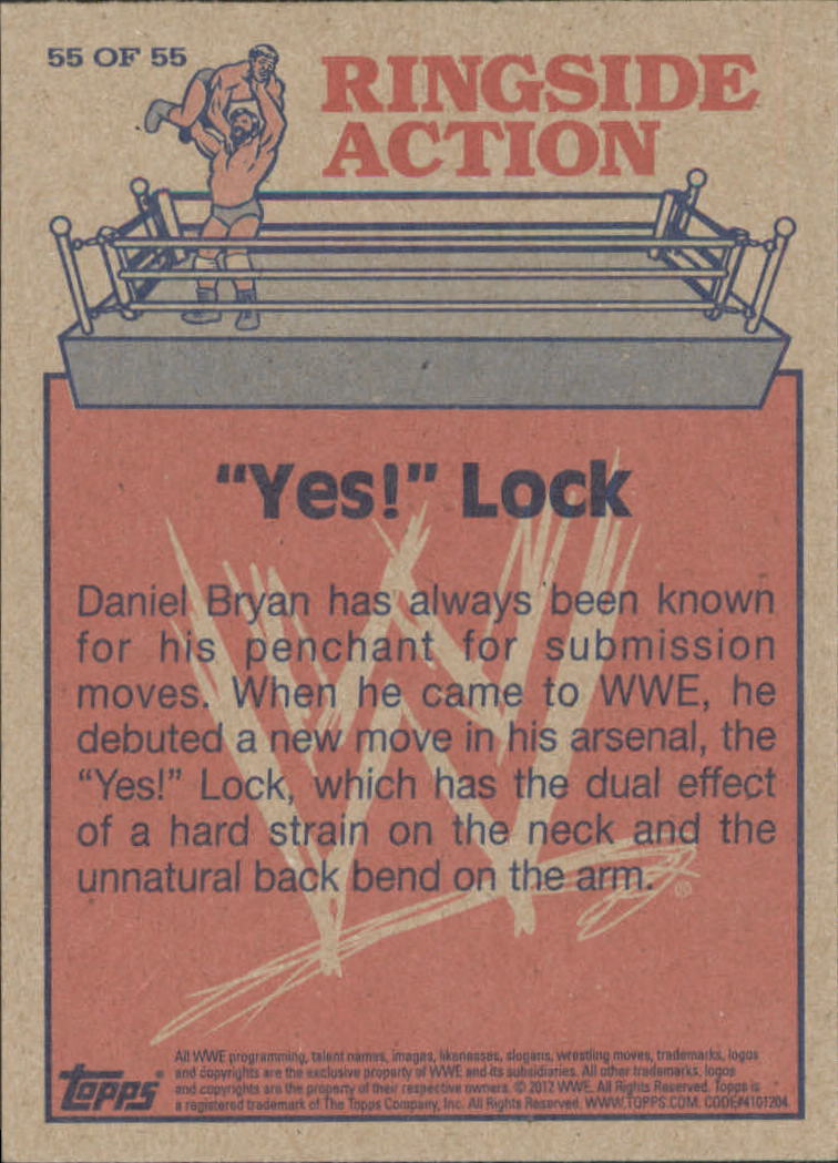 2012 Topps Heritage WWE Ringside Action #55 Yes! Lock/Daniel Bryan back image