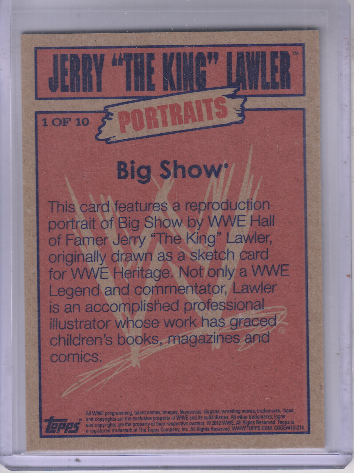 2012 Topps Heritage WWE Jerry the King Lawler Portraits #1 Big Show back image