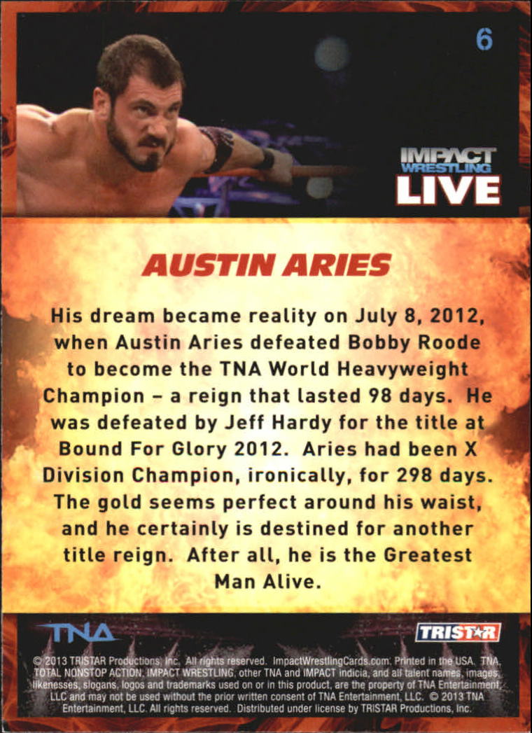 2013 TRISTAR TNA Impact Live #6 Austin Aries back image