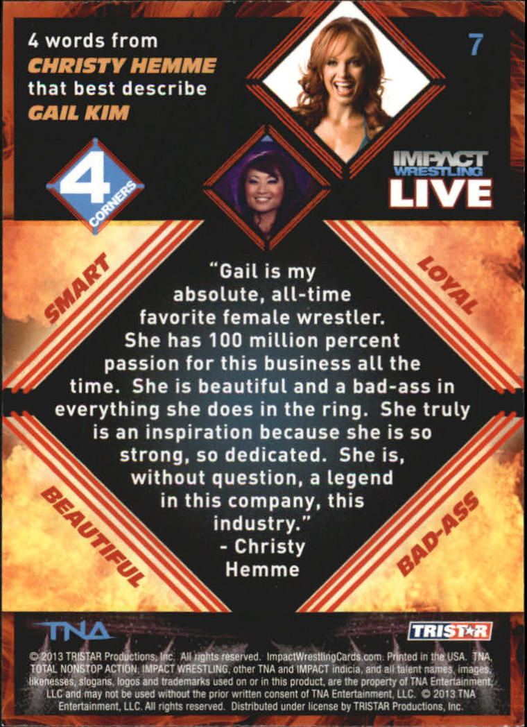 A4614- 2013 TRISTAR TNA Impact Live Card #s 1-99 -You Pick- 15+ FREE US SHIP - Picture 9 of 145