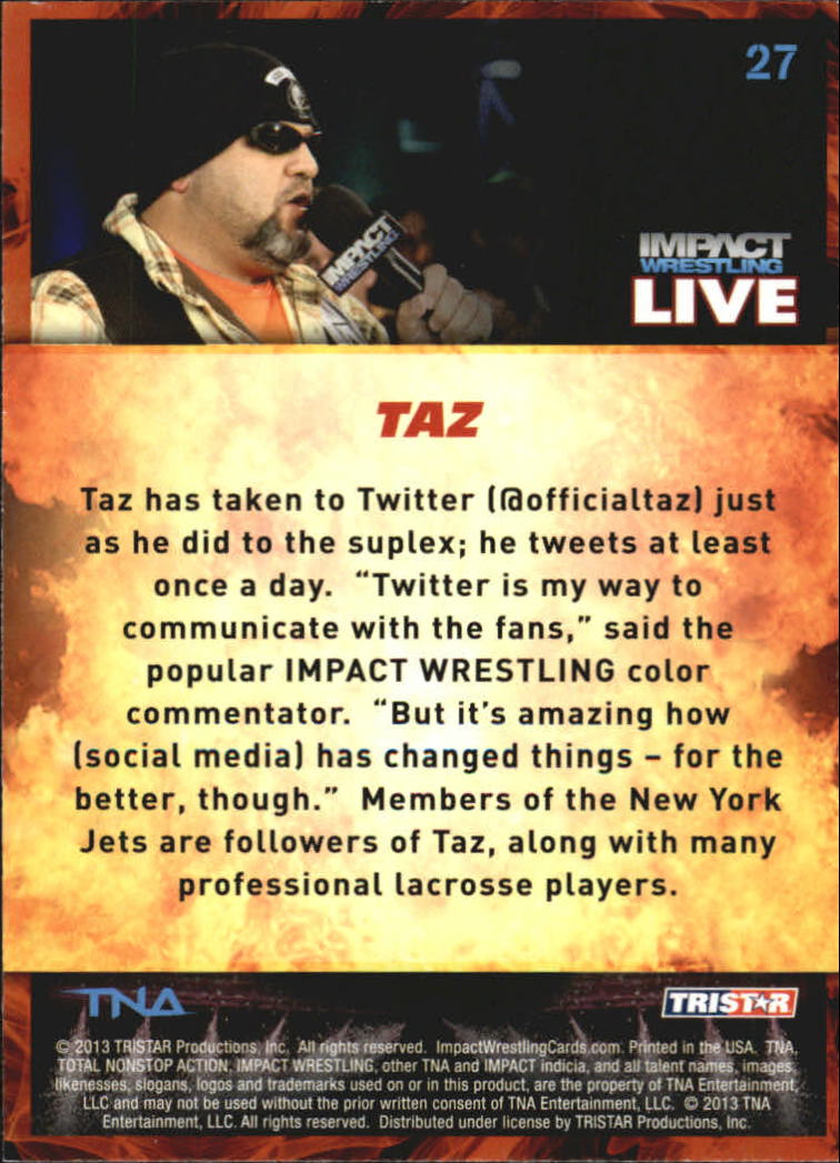 A4614- 2013 TRISTAR TNA Impact Live Card #s 1-99 -You Pick- 15+ FREE US SHIP - Picture 47 of 145