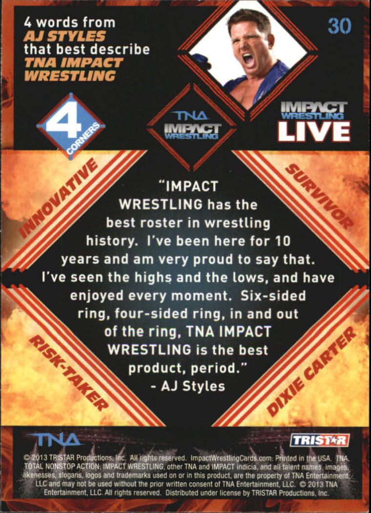 A4614- 2013 TRISTAR TNA Impact Live Card #s 1-99 -You Pick- 15+ FREE US SHIP - Picture 49 of 145