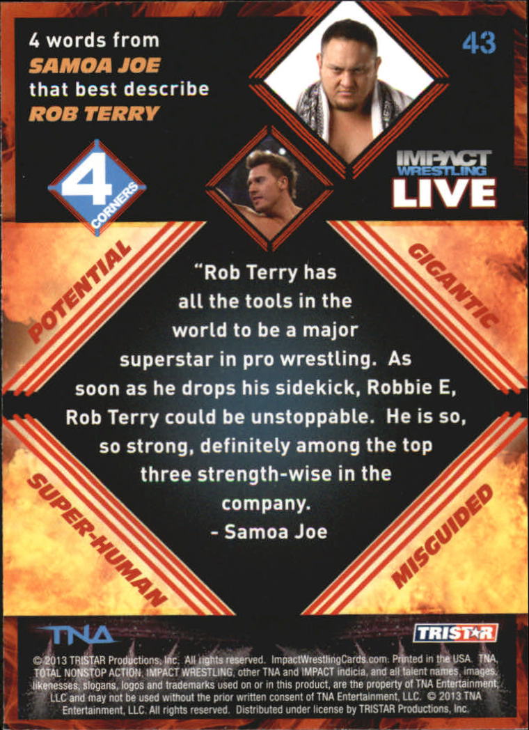 A4614- 2013 TRISTAR TNA Impact Live Card #s 1-99 -You Pick- 15+ FREE US SHIP - Picture 63 of 145