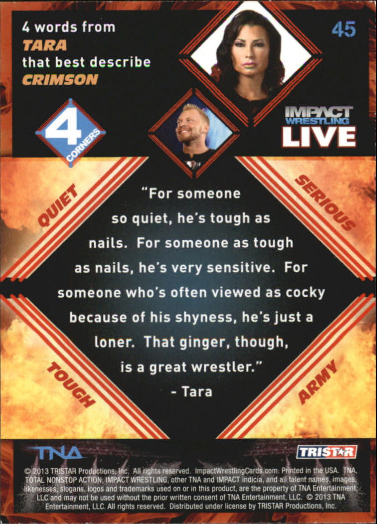A4614- 2013 TRISTAR TNA Impact Live Card #s 1-99 -You Pick- 15+ FREE US SHIP - Picture 67 of 145