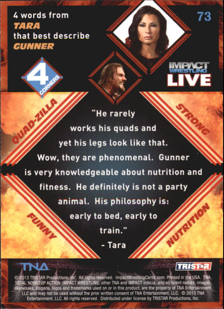 A4614- 2013 TRISTAR TNA Impact Live Card #s 1-99 -You Pick- 15+ FREE US SHIP - Picture 103 of 145