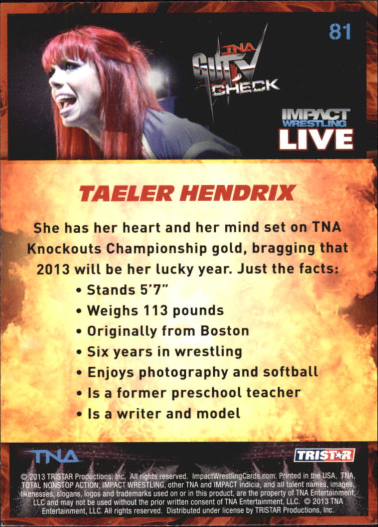 A4614- 2013 TRISTAR TNA Impact Live Card #s 1-99 -You Pick- 15+ FREE US SHIP - Picture 119 of 145