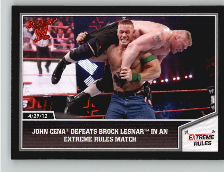2013 Topps Best of WWE #9 John Cena Defeats Brock Lesnar in an Extreme Rules Match