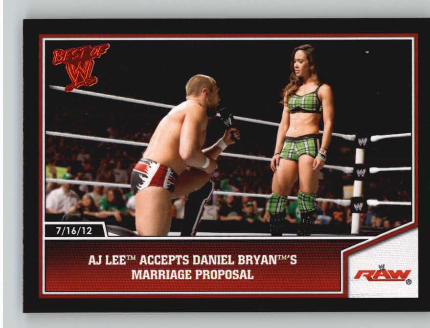 2013 Topps Best of WWE #26 AJ Lee Accepts Daniel Bryan's Marriage Proposal