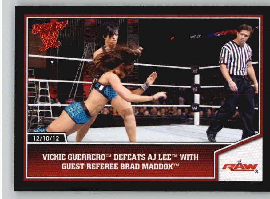 2013 Topps Best of WWE #66 Vickie Guerrero Defeats AJ Lee with Guest Referee Brad Maddox