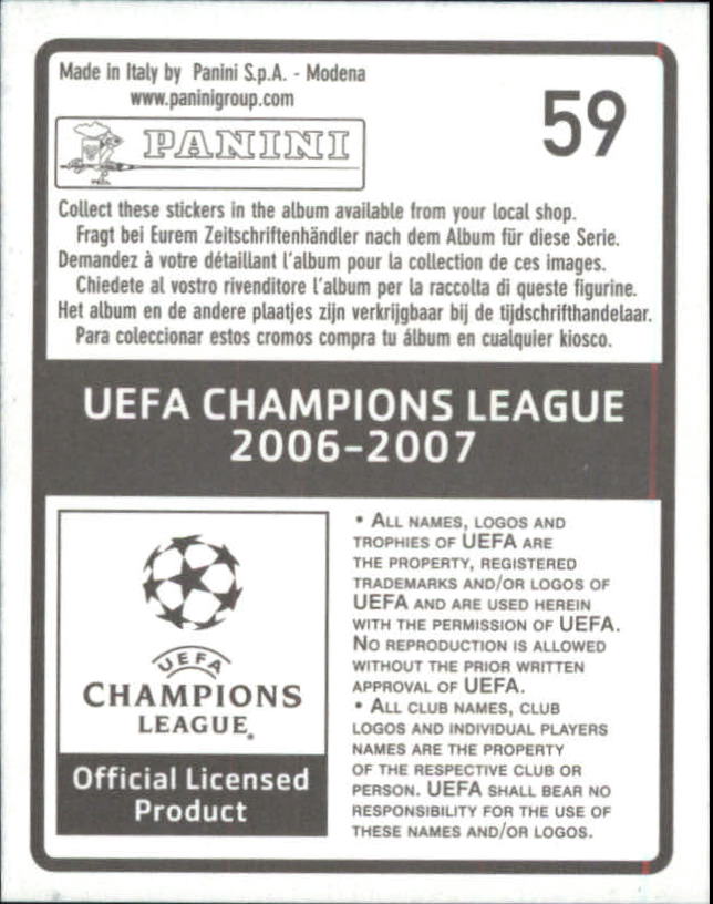 2006-07 Panini UEFA Champions League Stickers #59 Gabriel Heinze back image