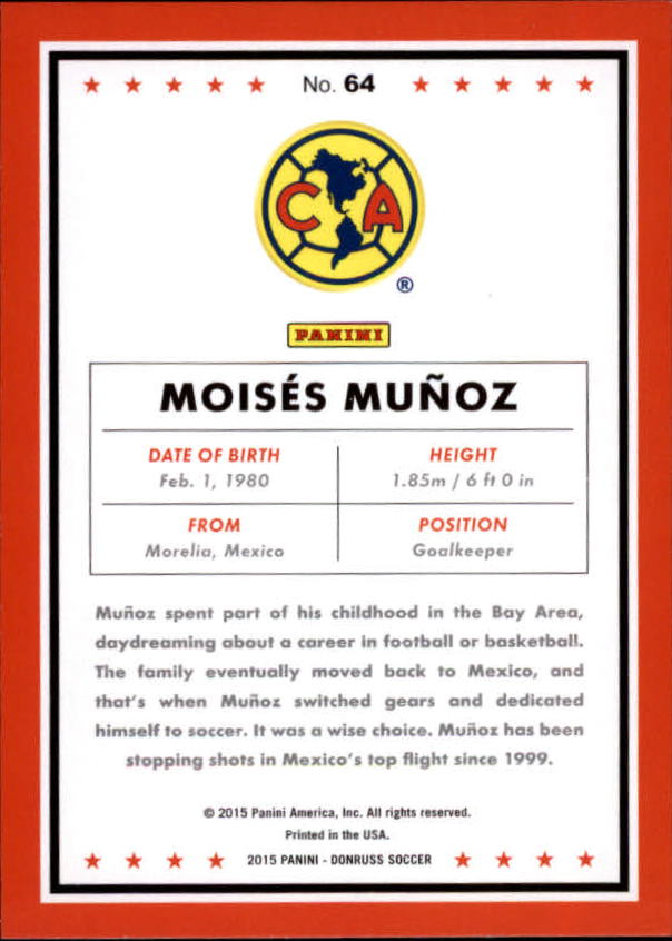 2015 Donruss #64 Moises Munoz back image