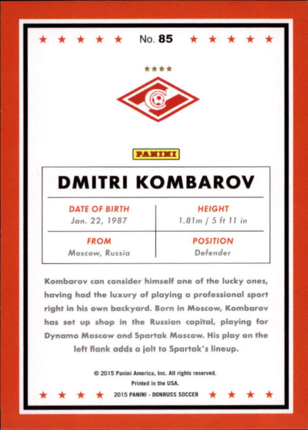 2015 Donruss #85 Dmitri Kombarov back image