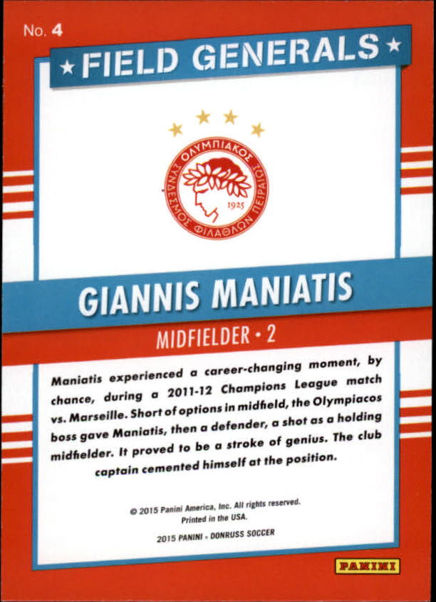 2015 Donruss Soccer Field Generals Inserts (1-15) You Choose - Picture 7 of 21