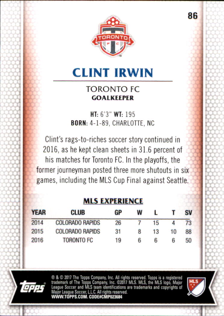B5129- 2017 Topps MLS Soccer Card #s 1-190 -You Pick- 15+ FREE US SHIP - Picture 97 of 229