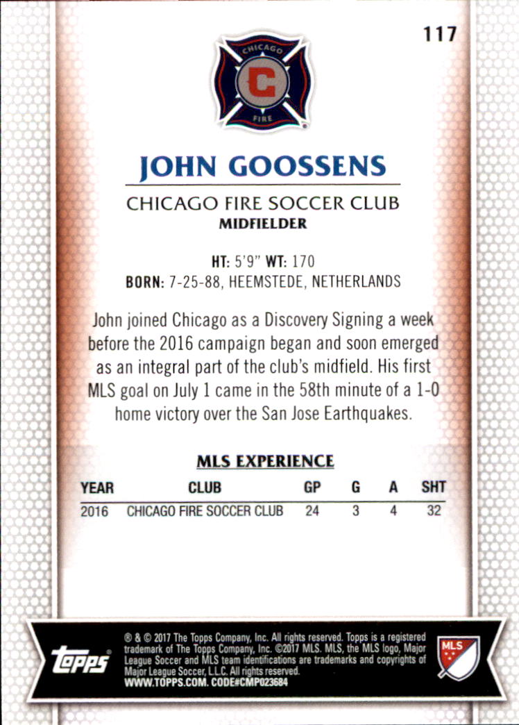 B5129- 2017 Topps MLS Soccer Card #s 1-190 -You Pick- 15+ FREE US SHIP - Picture 137 of 229