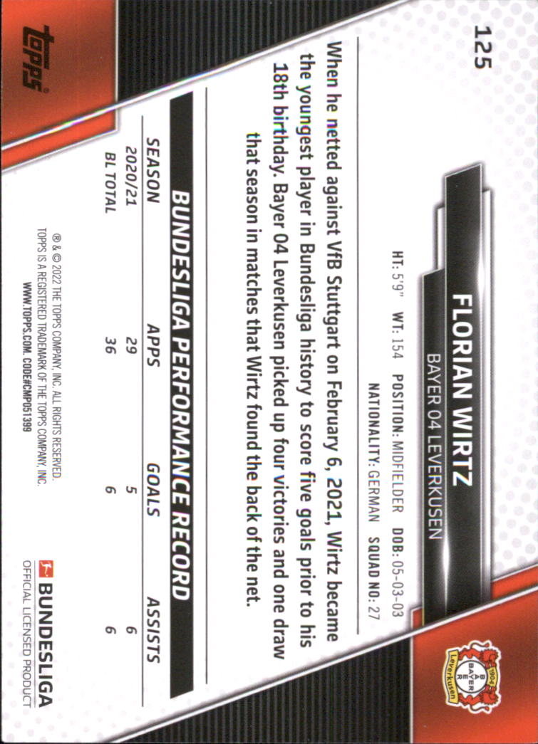 2021-22 Topps Bundesliga #125 Florian Wirtz