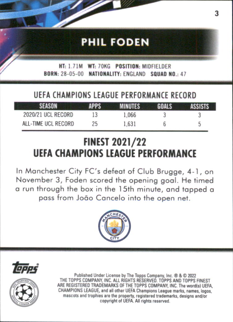 B5702- 2021-22 Finest UEFA Champions League 1-100 -You Pick- 15+ FREE US SHIP