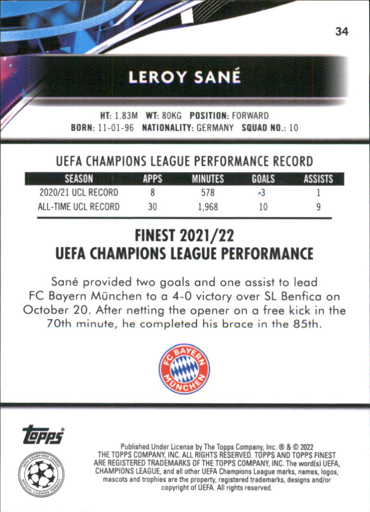 B5702- 2021-22 Finest UEFA Champions League 1-100 -You Pick- 15+ FREE US SHIP