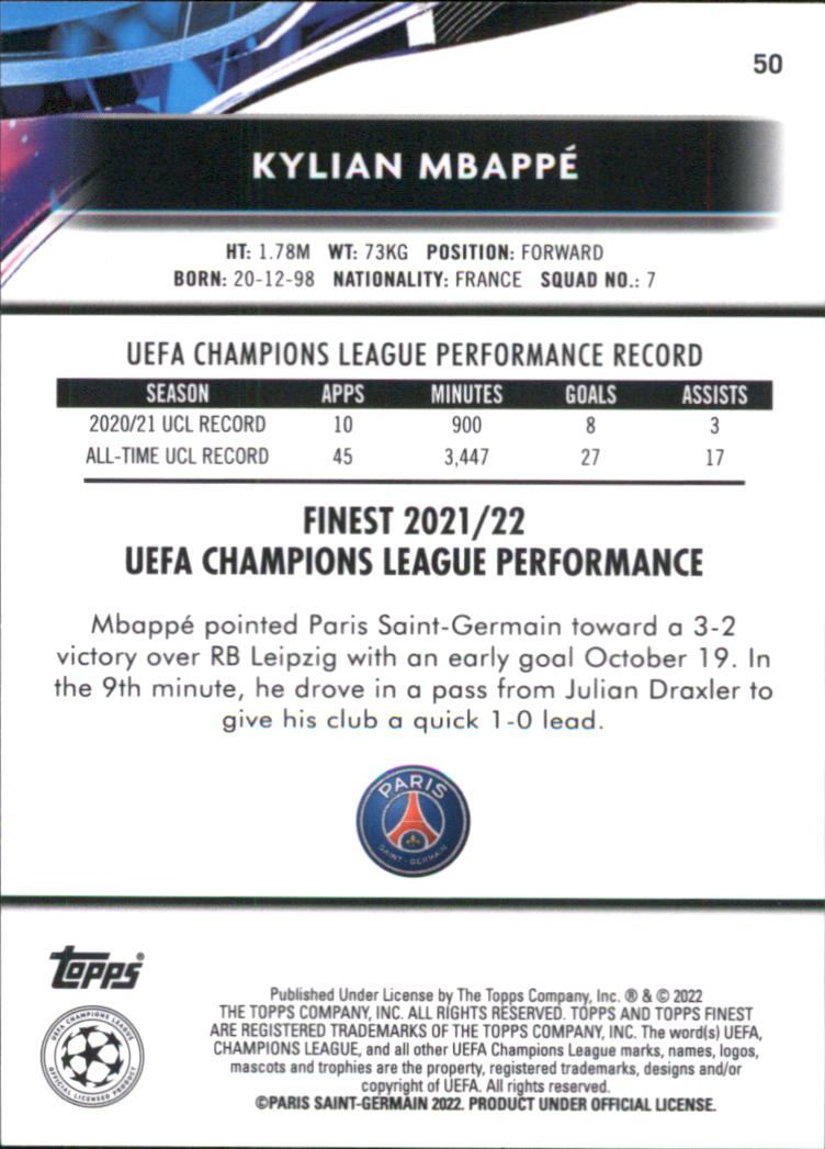 B5702- 2021-22 Finest UEFA Champions League 1-100 -You Pick- 15+ FREE US SHIP