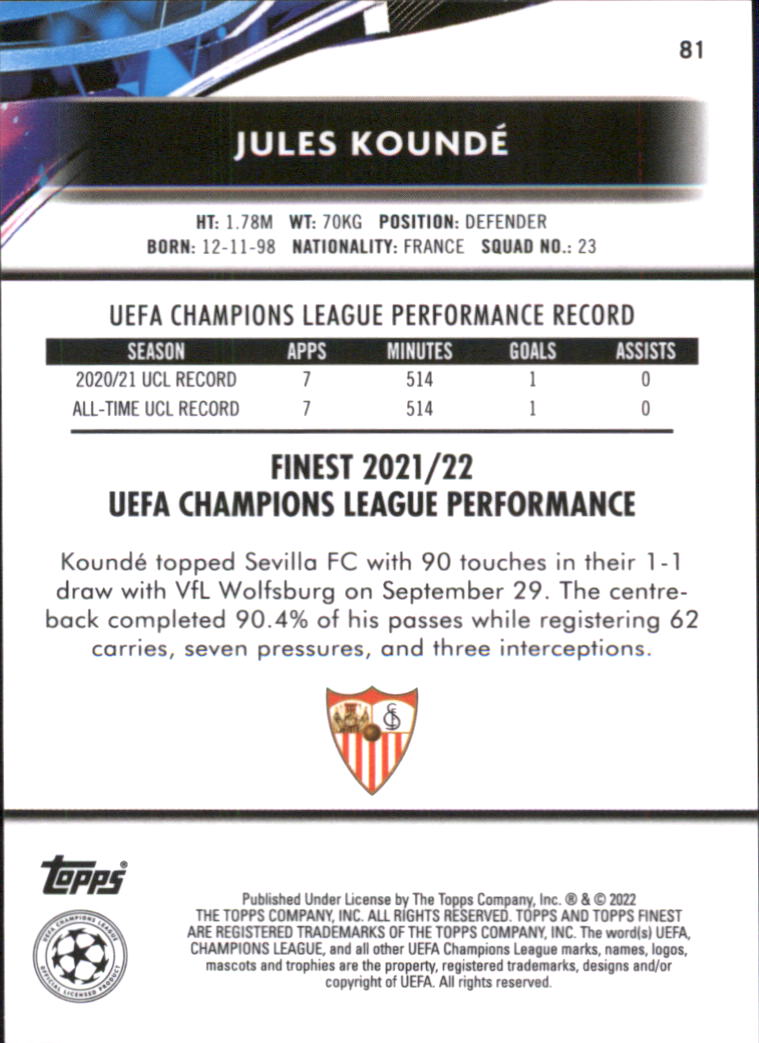 B5702- 2021-22 Finest UEFA Champions League 1-100 -You Pick- 15+ FREE US SHIP