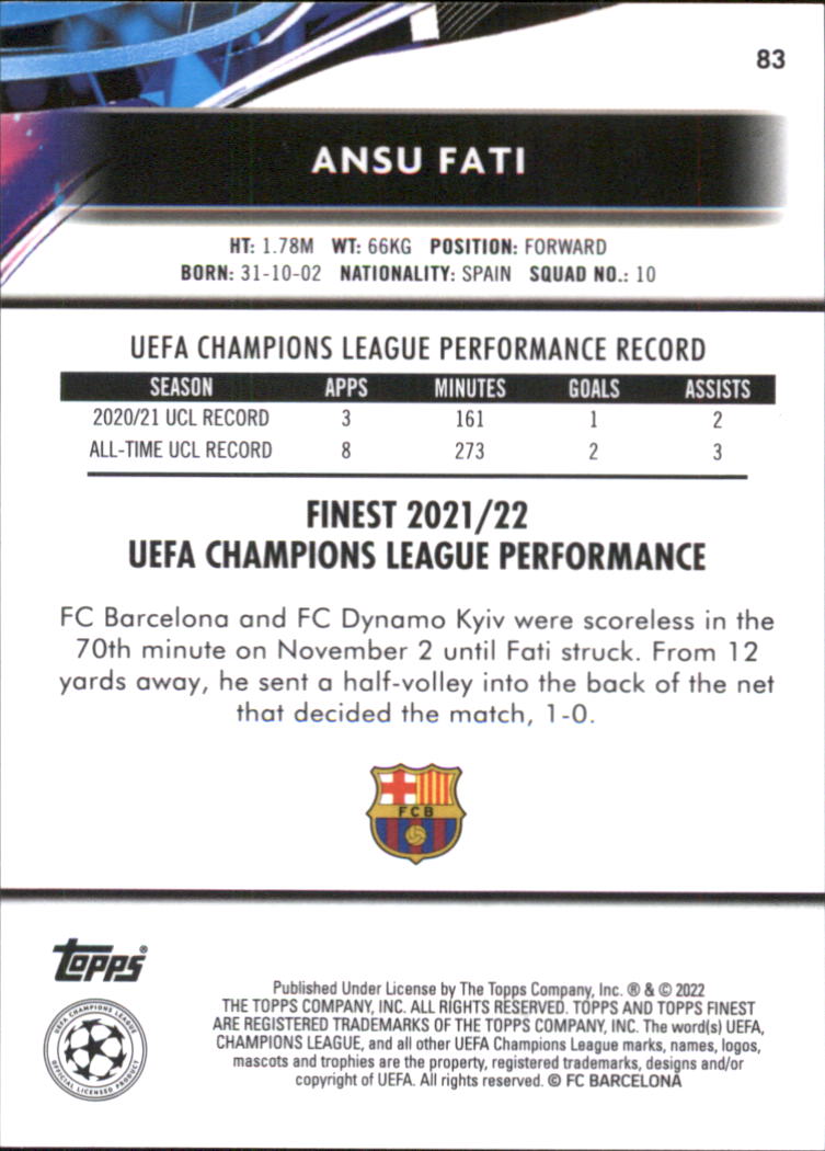 B5702- 2021-22 Finest UEFA Champions League 1-100 -You Pick- 15+ FREE US SHIP