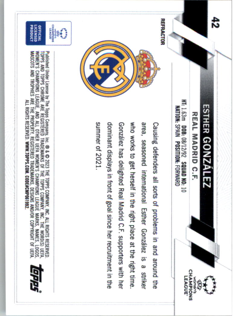 2022-23 Topps Chrome UEFA Women's Champions League Refractors #42 Esther Gonzalez