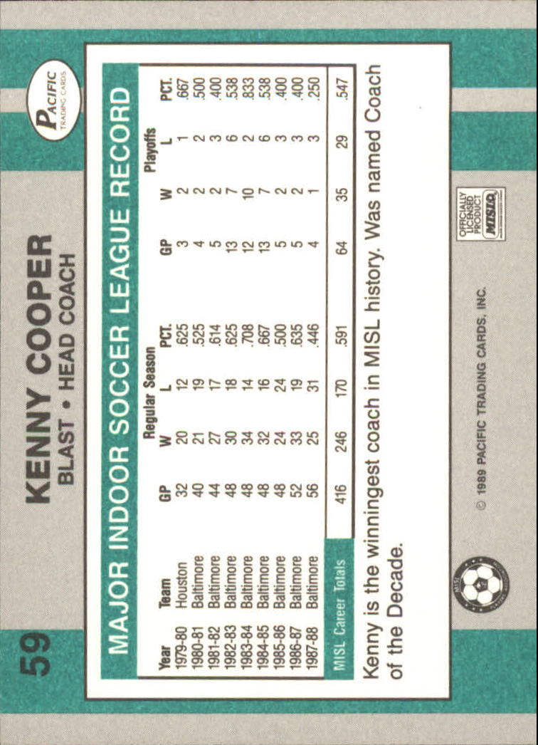 1989 Pacific MISL #59 Kenny Cooper CO back image
