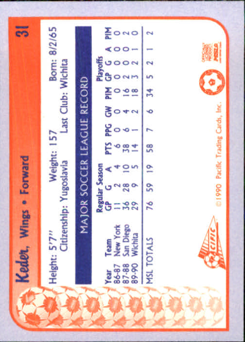 1990 Pacific MSL #31 Keder back image