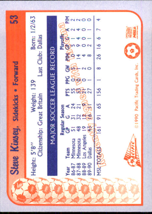 1990 Pacific MSL #53 Steve Kinsey back image
