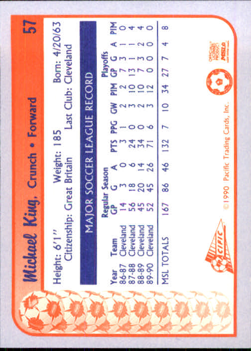 1990 Pacific MSL #57 Michael King back image
