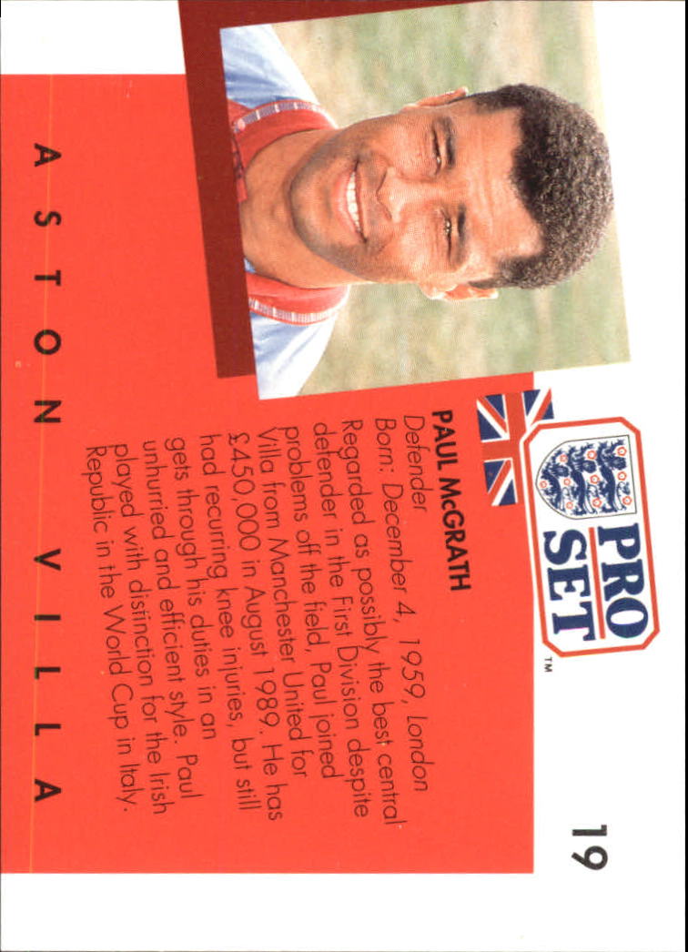 1990-91 Pro Set England #19 Paul McGrath back image