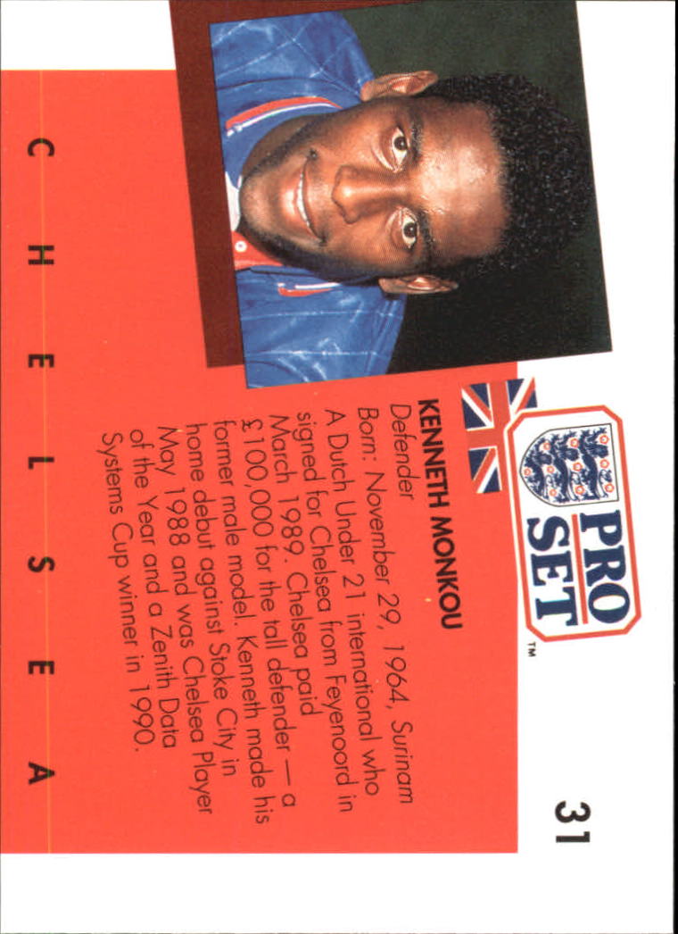 1990-91 Pro Set England #31 Kenneth Monkou back image